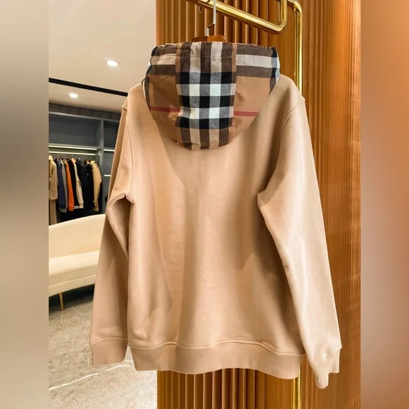 Burberry Beige Hoodie with Plaid Hood